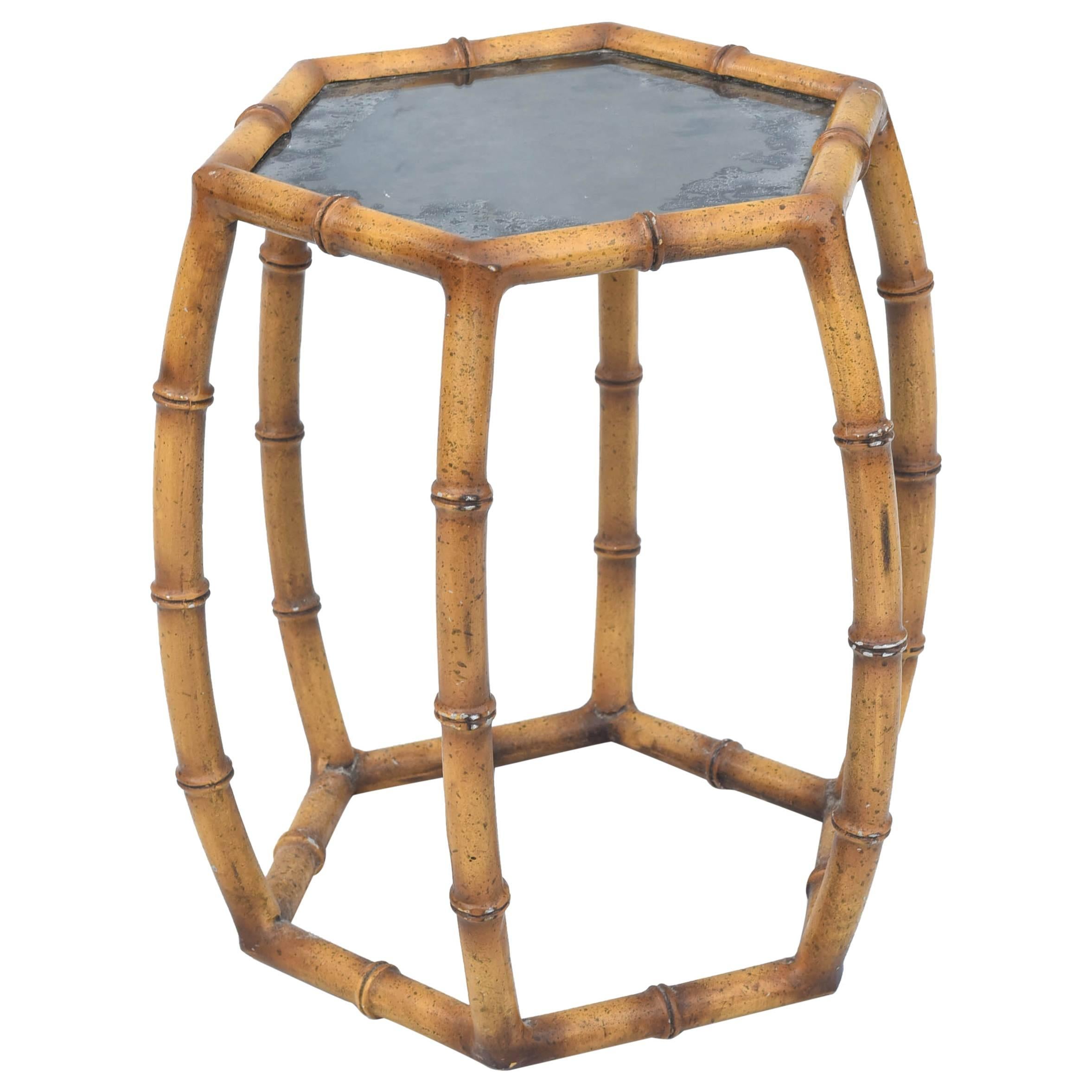 Faux Bamboo Painted Iron Accent Table at 1stDibs