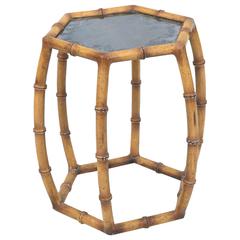 Faux Bamboo Painted Iron Accent Table