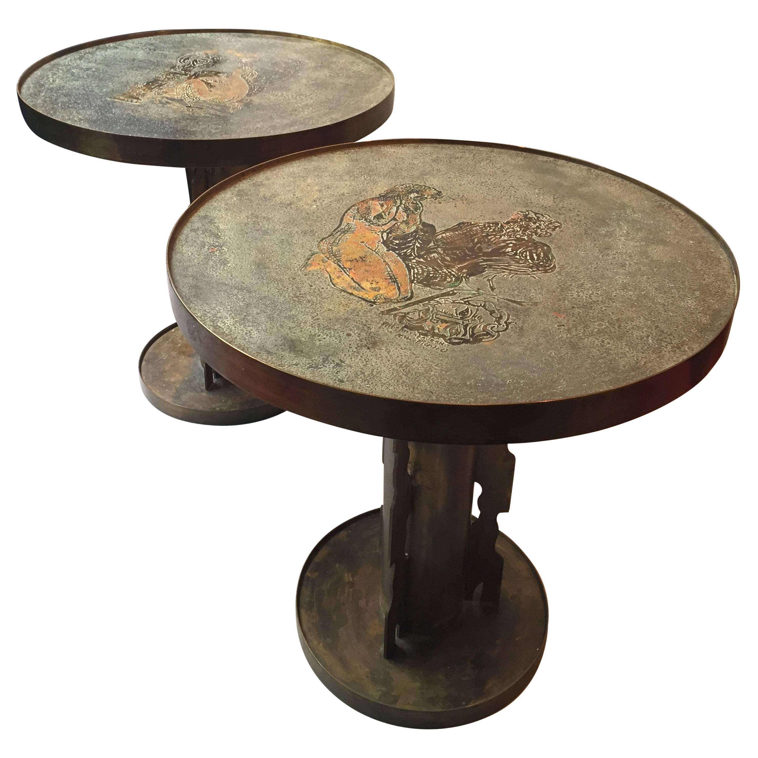 1960s Pair of Brass Side Tables Philip LaVerne