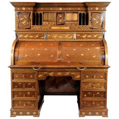 Magnificent Japanese Marquetry and Parquetry Cylinder Desk