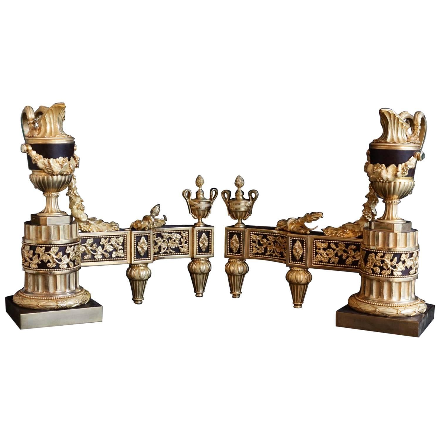 Pair of Gorgeous Fire Dogs Louis XVI Style For Sale
