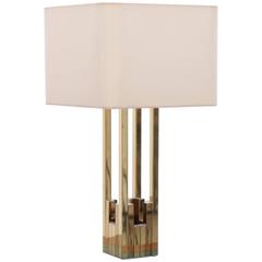 Brass and Chrome Lumica Table Lamp in the Manner of Willy Rizzo Brass and Chrome Lumica Table Lamp in the Manner of Willy Rizzo