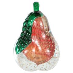 Mid-Century Modernist Handblown Murano Glass Pear by Alfredo Barbini