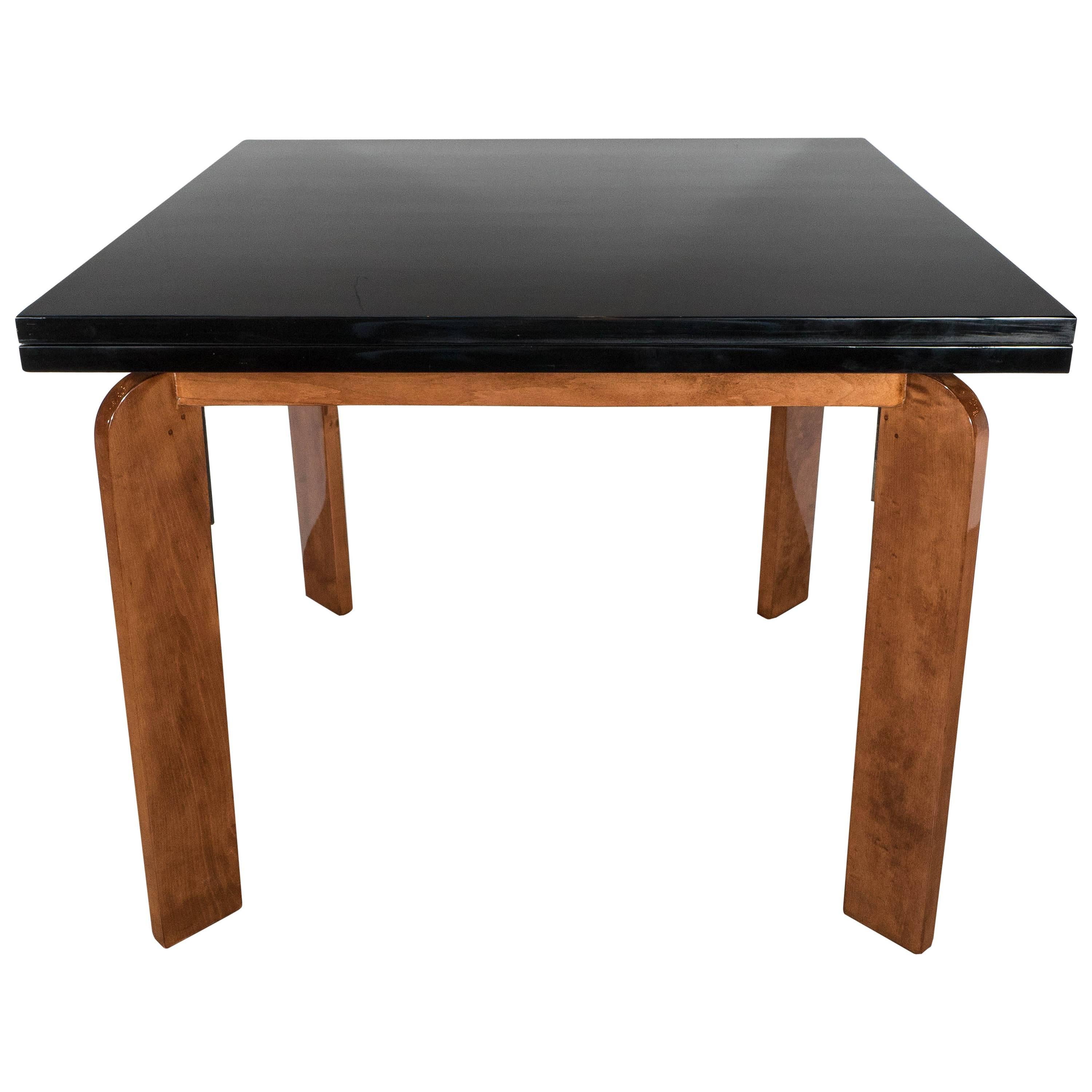  Streamline Art Deco Flip-Top Extension Dining Table or Game Table by Modernage