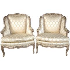 Pair of Louis XV Style Bergere Chairs in the Manner of Jansen