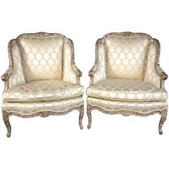 Pair of Louis XV Style Bergere Chairs in the Manner of Jansen