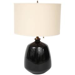 Italian Black Glass Table Lamp