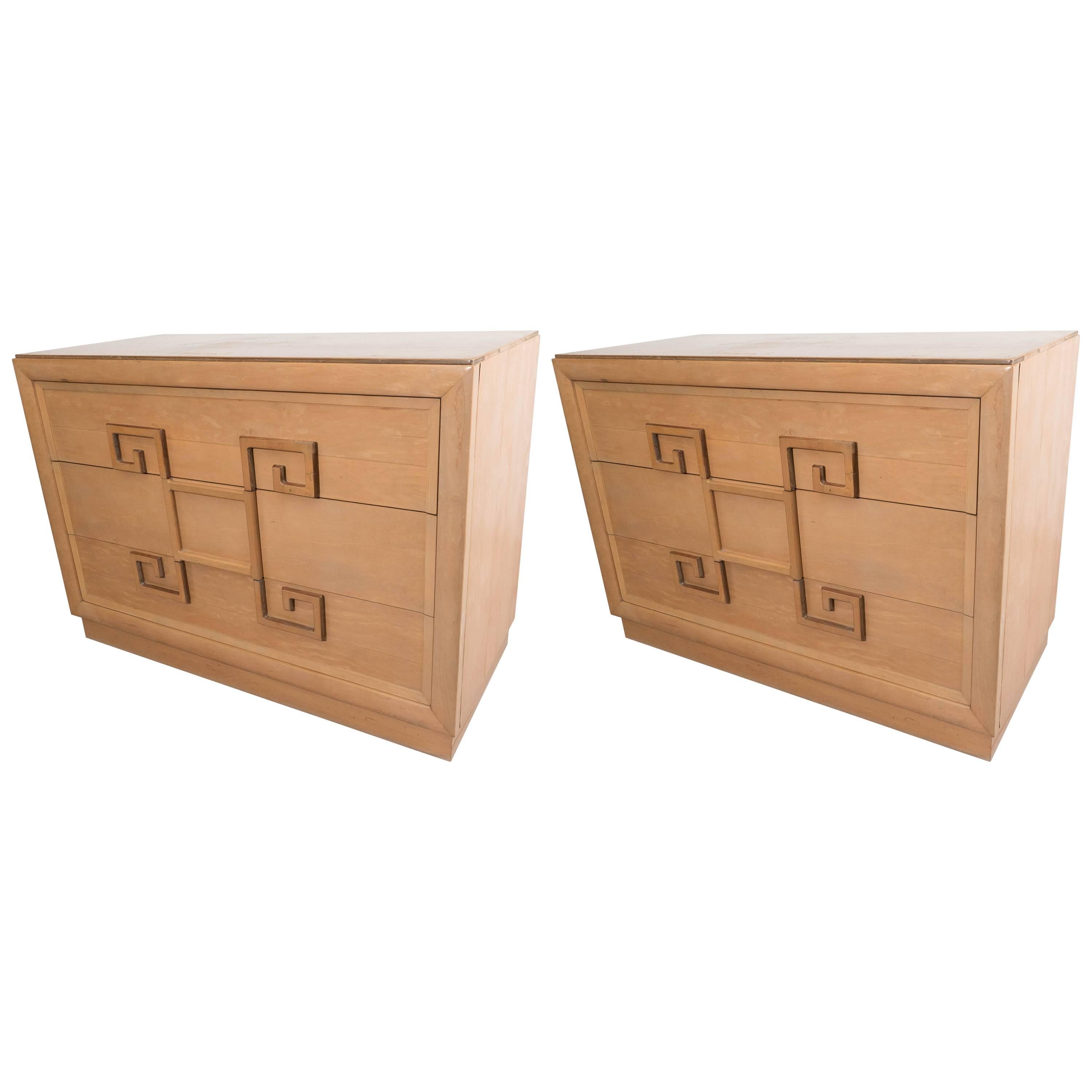 Pair of Midcentury Greek Key Chests by Kittinger