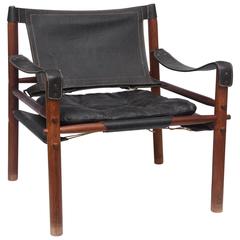 Rosewood and Leather Arne Norell Sirocco Chair, 1960s, Sweeden
