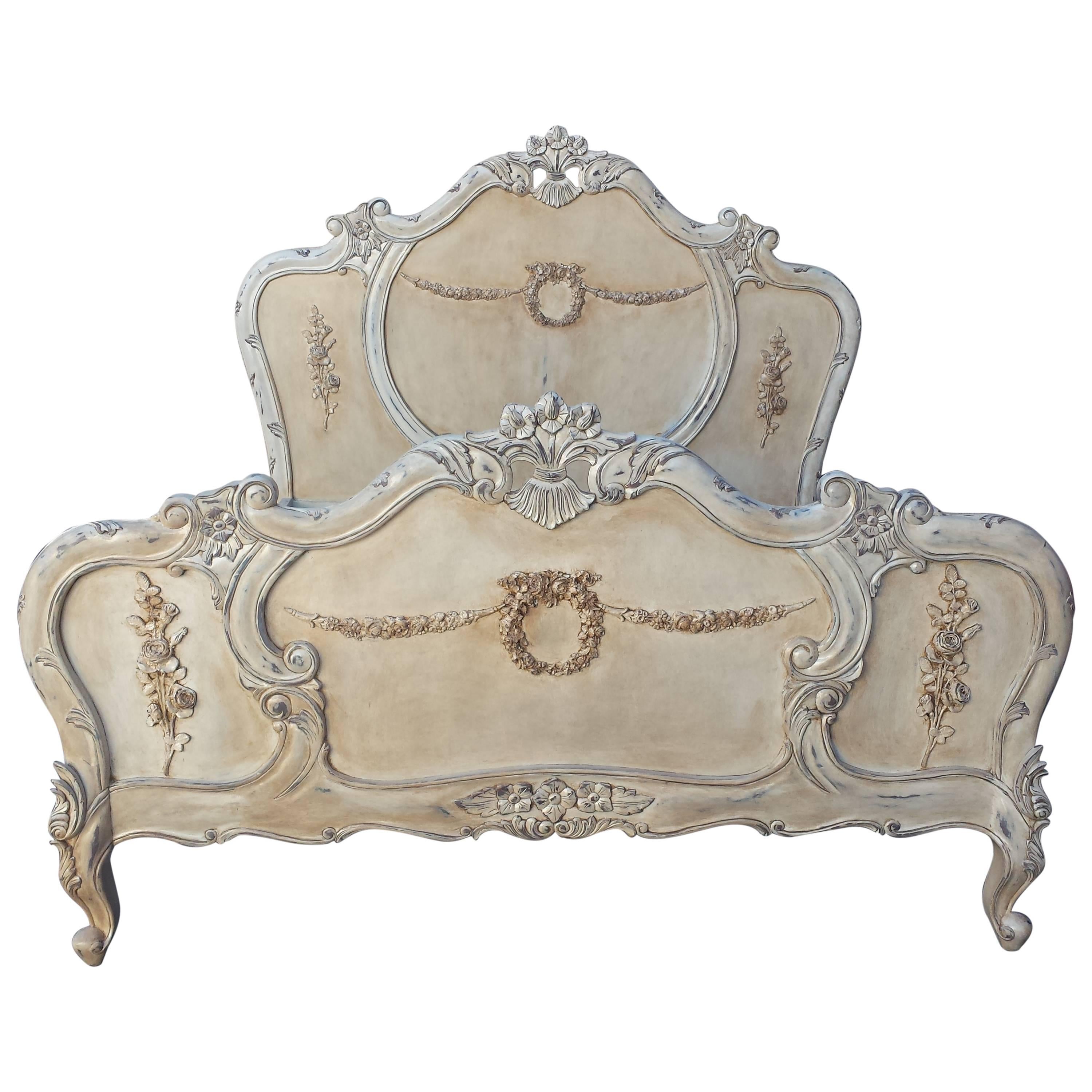 French Bed, French Louis XV Style Bed Queen-Size 