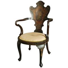 Late 19th Century Decorative Painted Mahogany Armchair in the Georgian Style