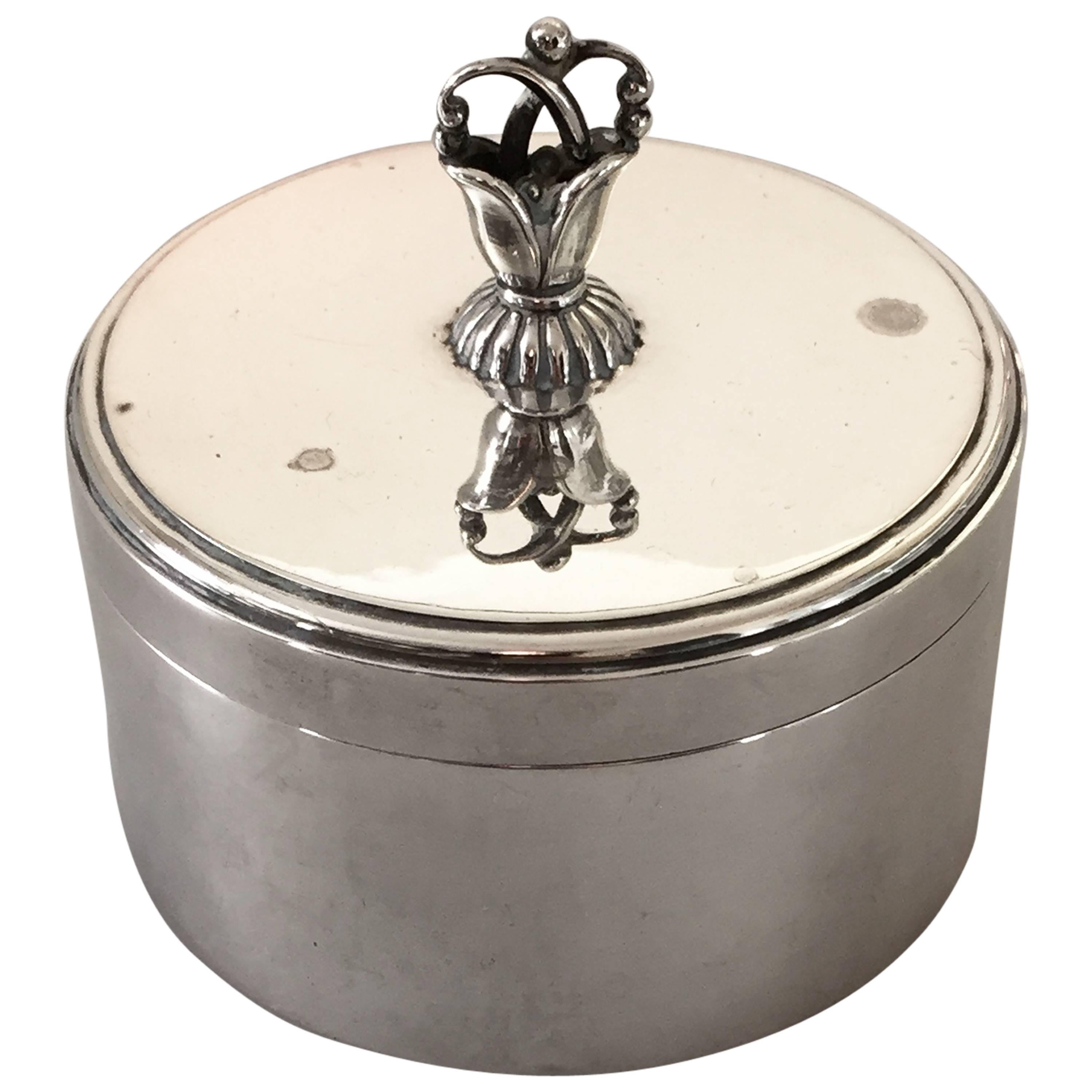 Georg Jensen Sterling Silver Box with Cover For Sale