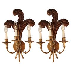 Pair of Italian Giltwood Wall Sconces