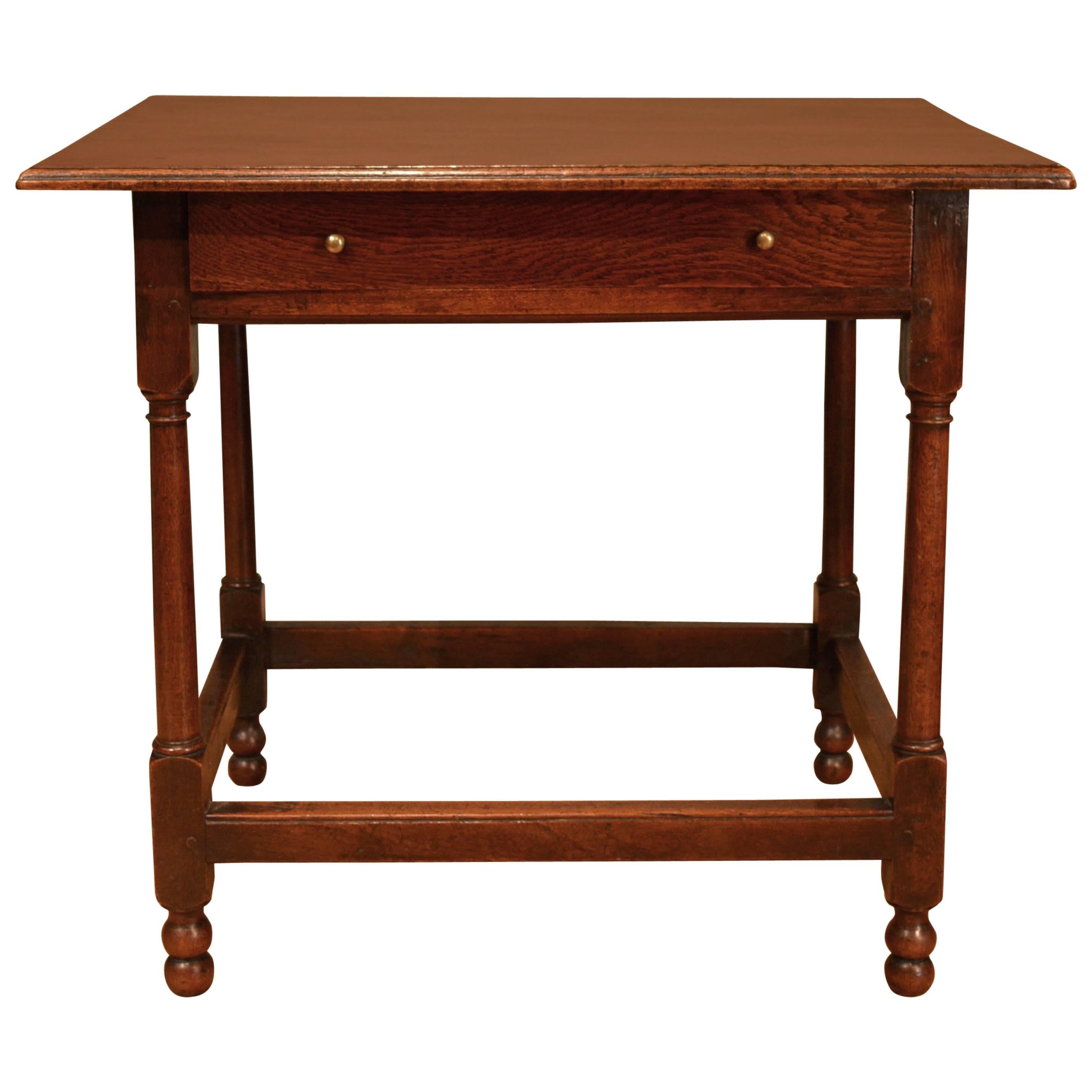 18th Century Oak One-Drawer Side Table  For Sale