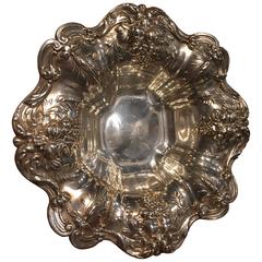 Scalloped Sterling Silver Bowl with Repoussé Fruit Motifs