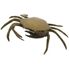 Vintage Brass Crab Jewelry Box
