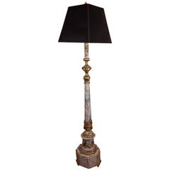 Antique Louis XVI Style Bronze Mounted Marble Floor Lamp