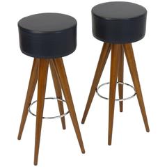 BARSTOOLS "Golia" Mahogany And Calfskin, Stools, Chairs, Seats, Counter, 1993