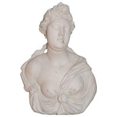 Early 18th Century Finely Carved Marble Bust of a Woman