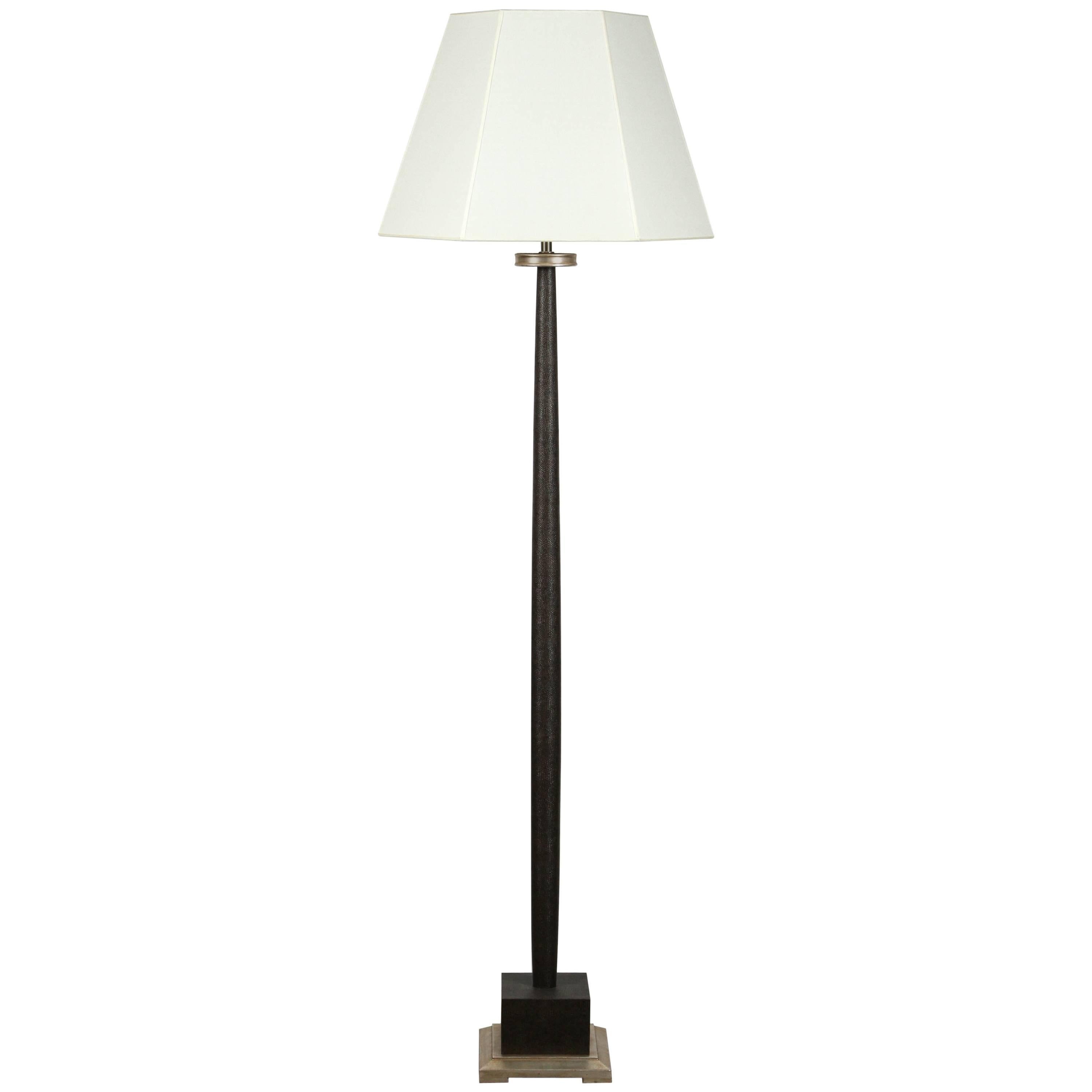 Paul Marra Faux Shagreen Floor Lamp 1940s Inspired, Mocha For Sale