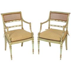 Pair of Painted English Regency Style Armchairs