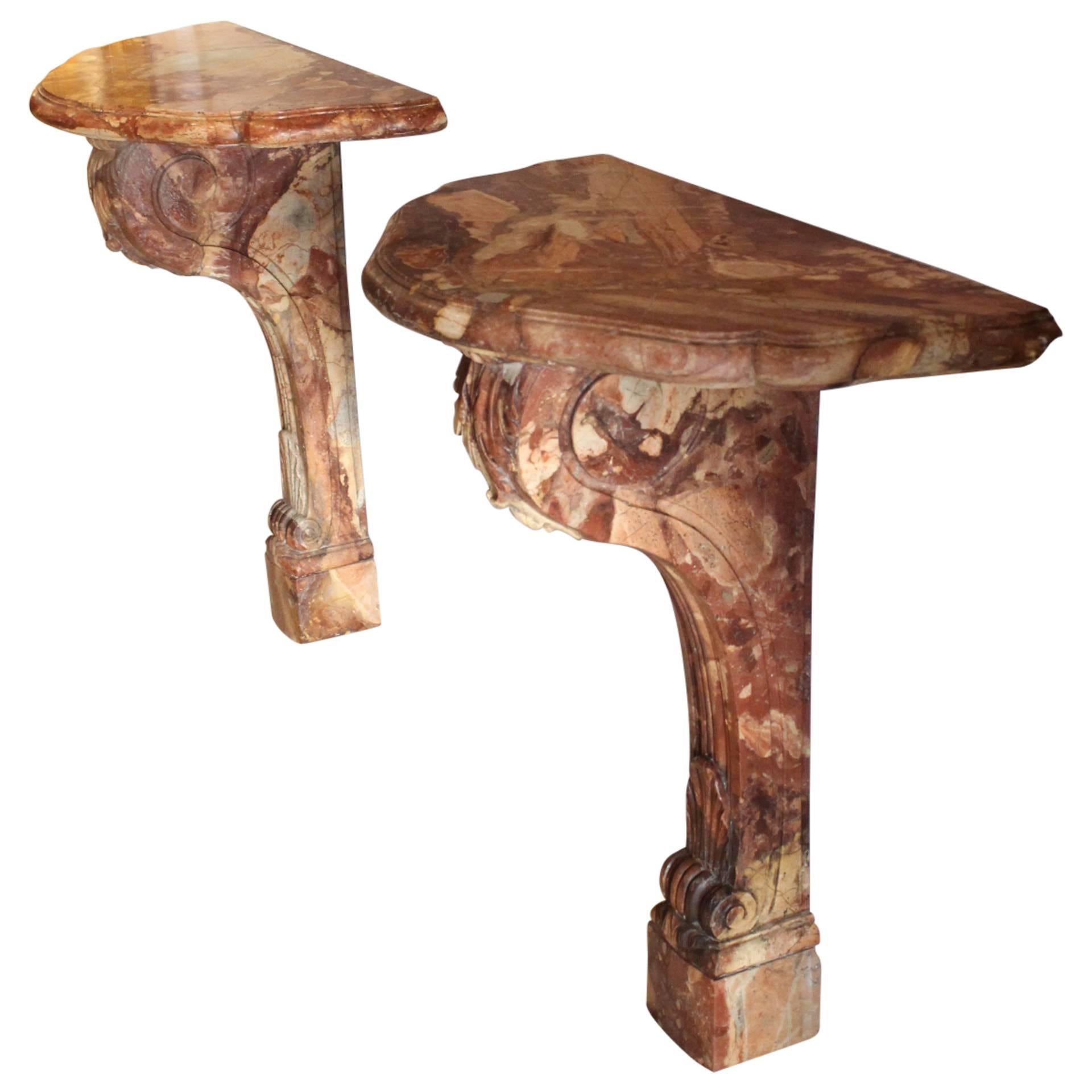 Pair of Console Tables Marble Circa 1880, France For Sale