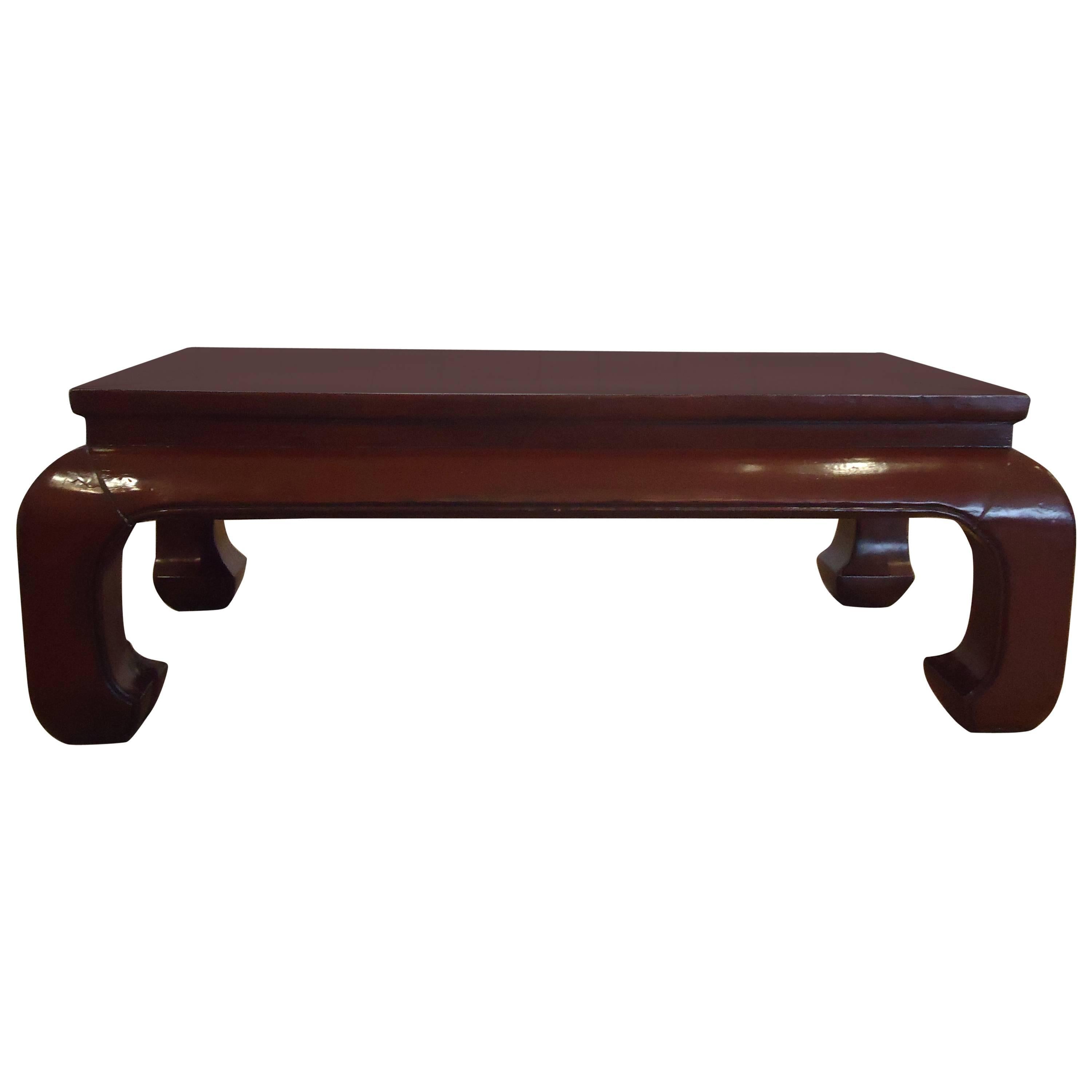 Stunning Dark Red Lacquer Chinese Coffee Table