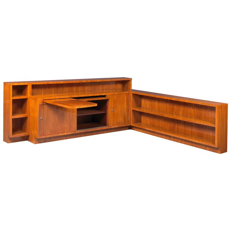 Pierre Chareau Important Walnut Corner Bookcase For At 1stdibs Pierre Chareau Important Walnut Corner Bookcase For