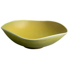 Large Bowl with Yellow Haresfur Glaze by Berndt Friberg for Gustavsberg