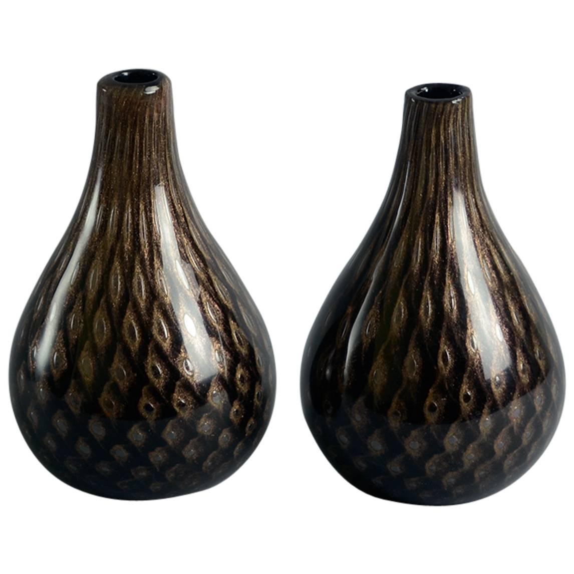 Pair of Italian Glass Vases by Salviati For Sale