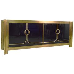 Black Lacquered and Brass Credenza by Mastercraft