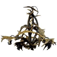 Elaborate Log Cabin Antler Chandelier 7