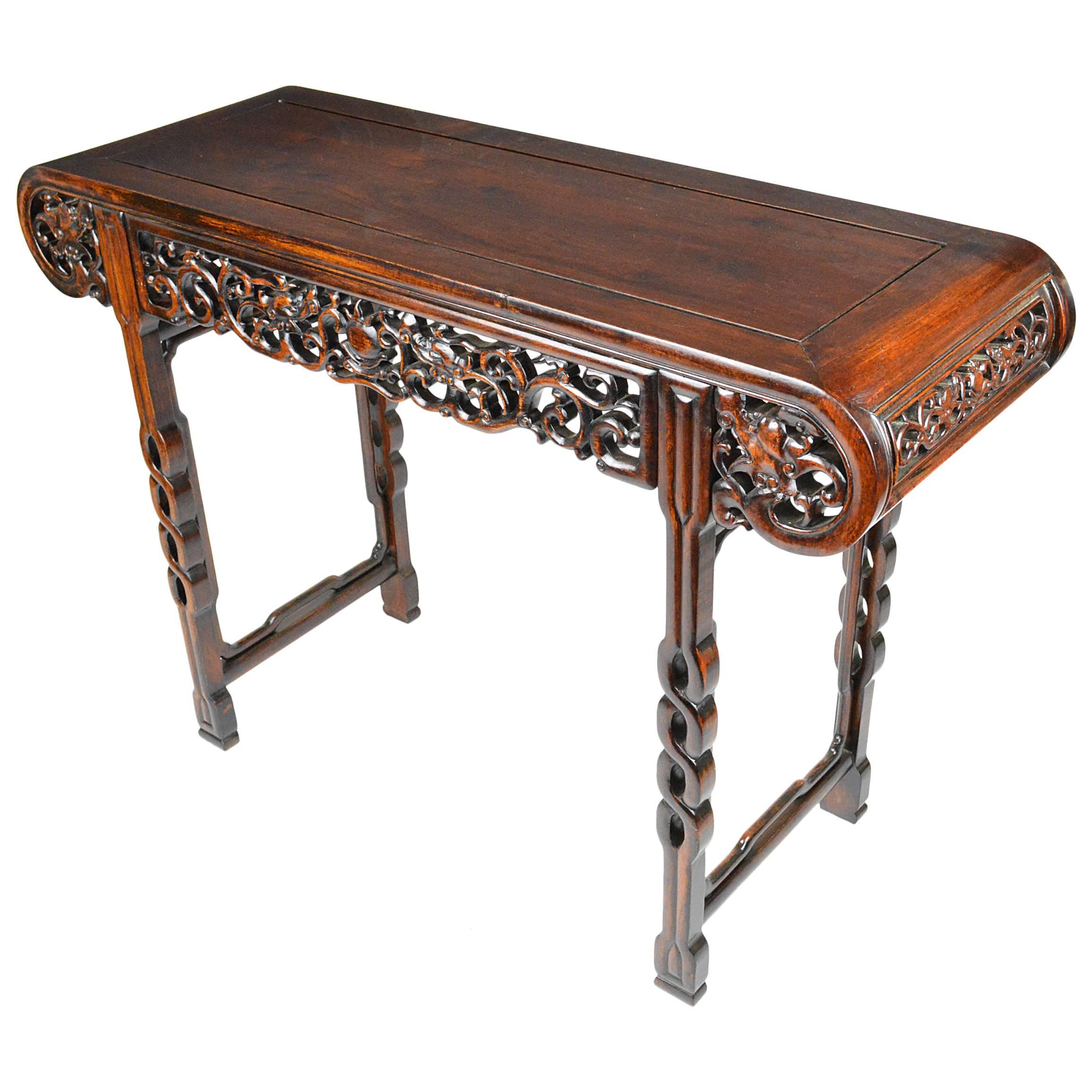 Chinese Rosewood Altar or Console Table For Sale