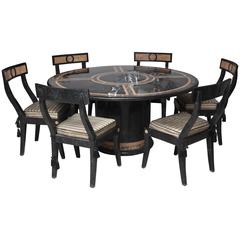 Hollywood-Regency Style Dining Table and Chairs, in the Style of Maitland-Smith