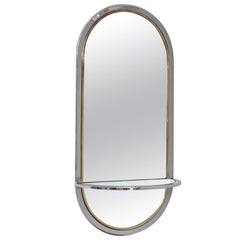 Midcentury Chrome Wall-Hung Mirror with Shelf, for DIA, 1970s