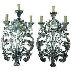 Antique Pair of Mirrored Venetian Sconces