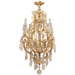 Antique Fantastic Early 20th Century Gilt Bronze and Rock Crystal Chandelier