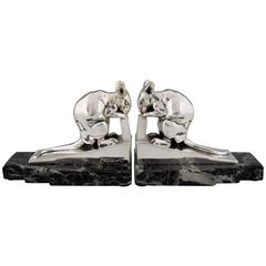 Vintage French Art Deco Slivered Mouse Bookends by Frecourt, 1930