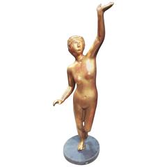 Giltwood Lady Sculpture Mid-Century Modern 10
