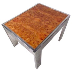 Milo Baughman Inspired Burl Wood Coffee Table