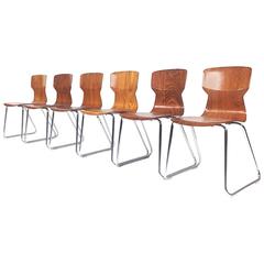 Set of Casala Flototto Industrial Stacking School Chairs 