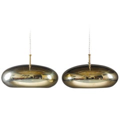 Pair of Scandinavian Mid Century Brass Pendants by Falkenberg