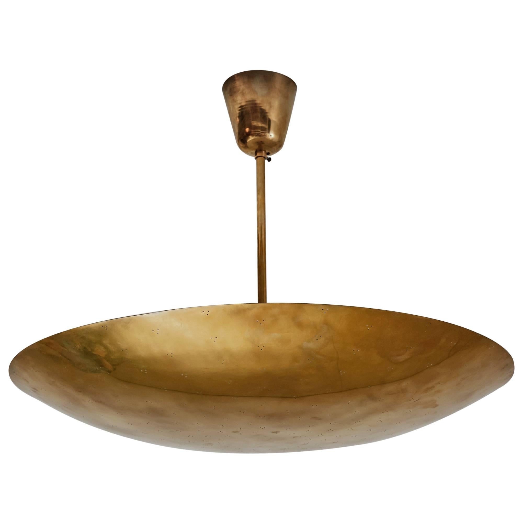 Paavo Tynell Rare and Large Pendant in Brass, Finland, 1940s For Sale