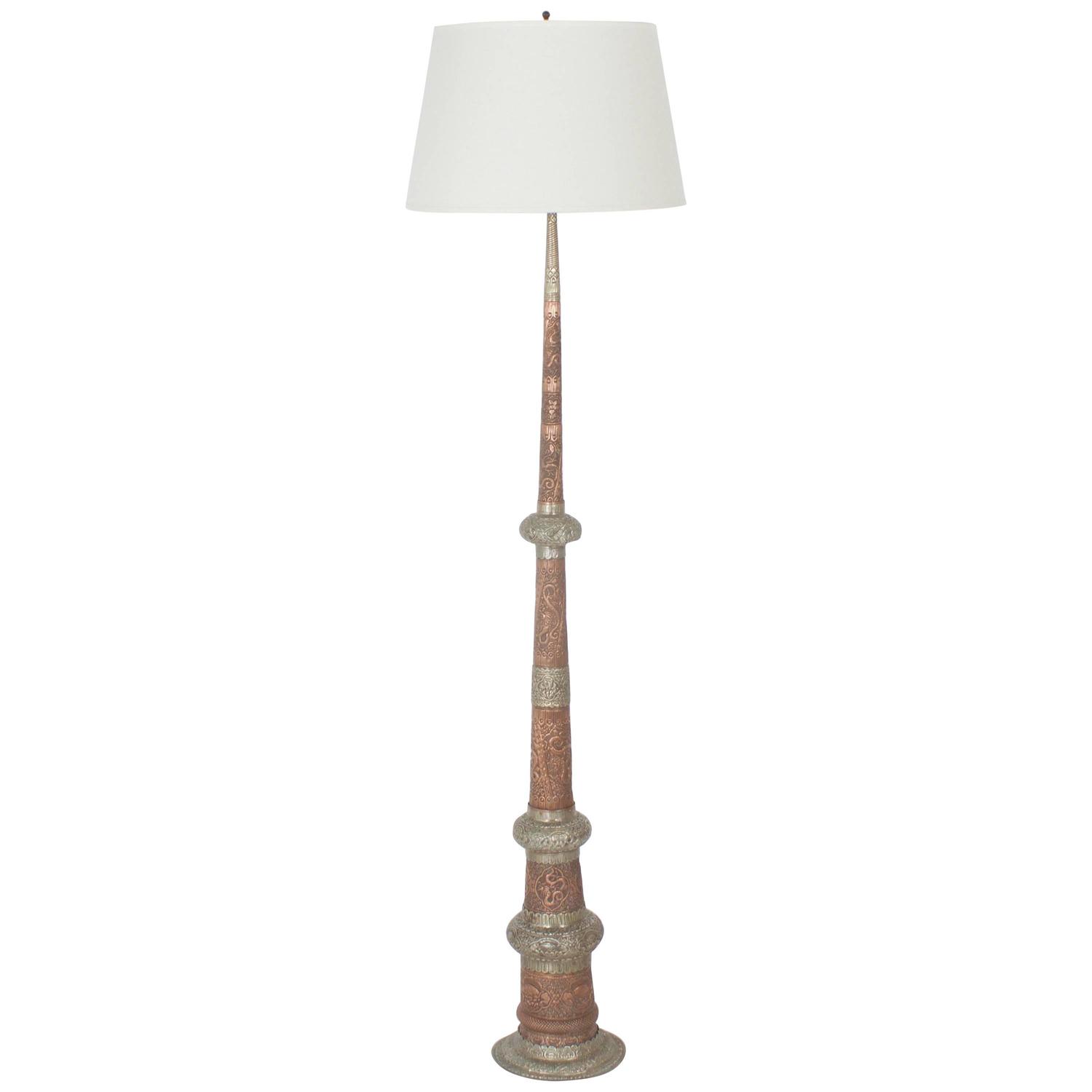 Indian Copper Floor Lamp For Sale at 1stdibs