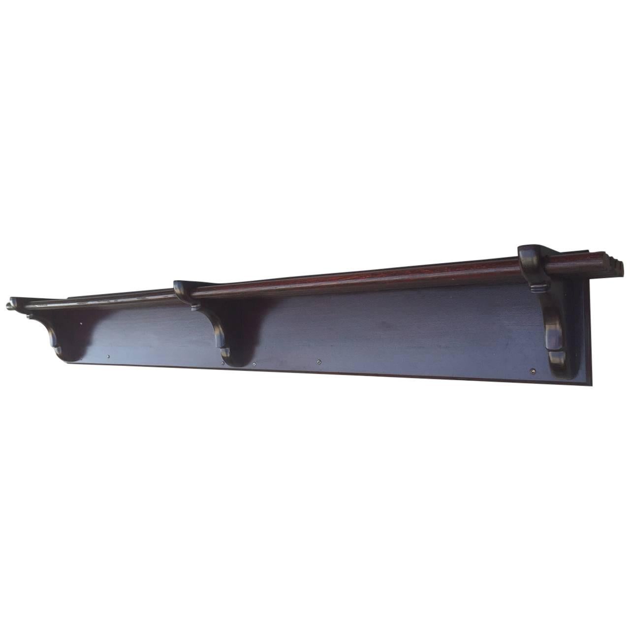 Architectural Mahogany and Oak Mounted Coat Rack