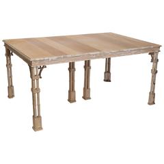 Vintage Stripped Chinese Chippendale-Style Dining Table