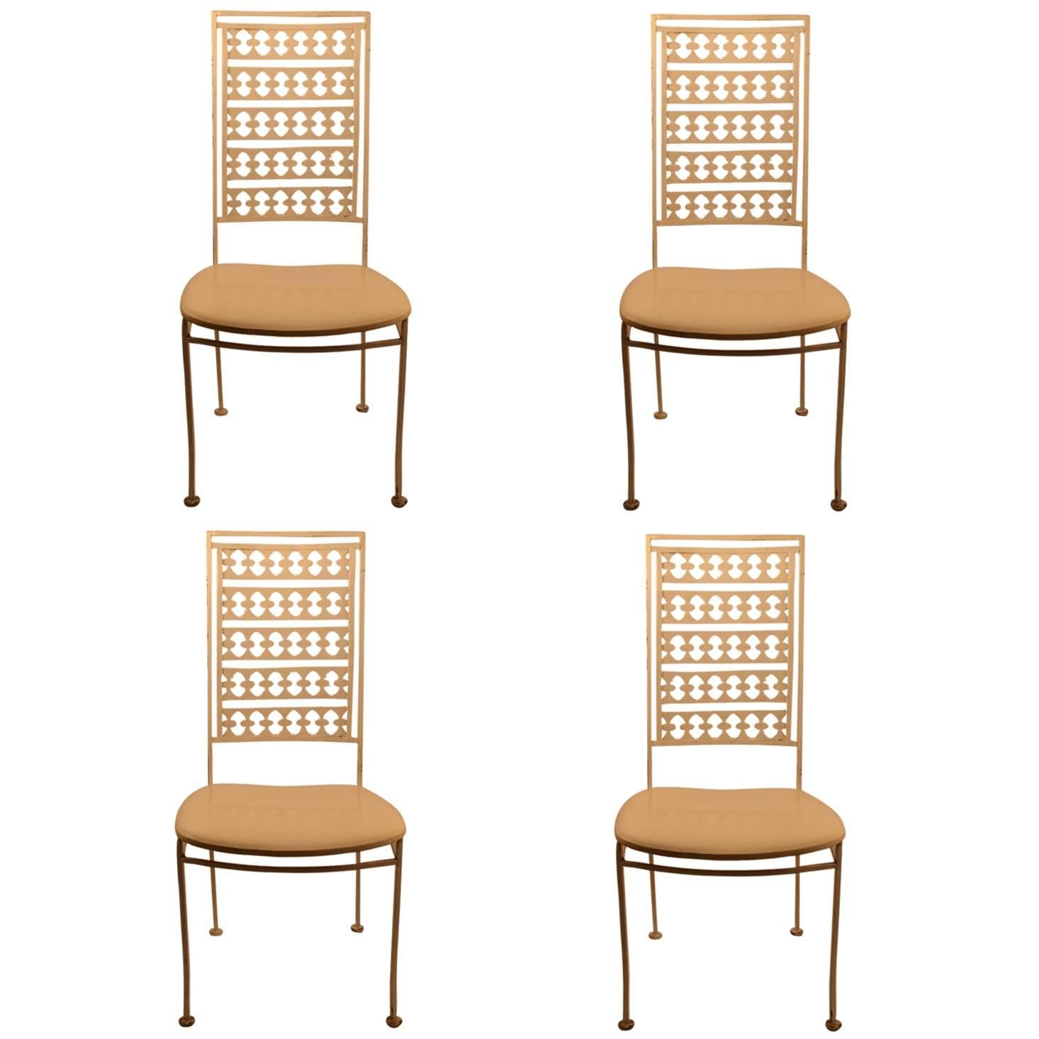 Four Stylish Iron Side Chairs 
