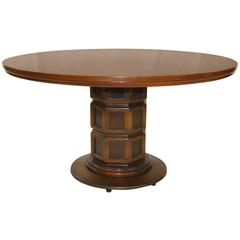 John Widdicomb Walnut Round Pedestal Base Table