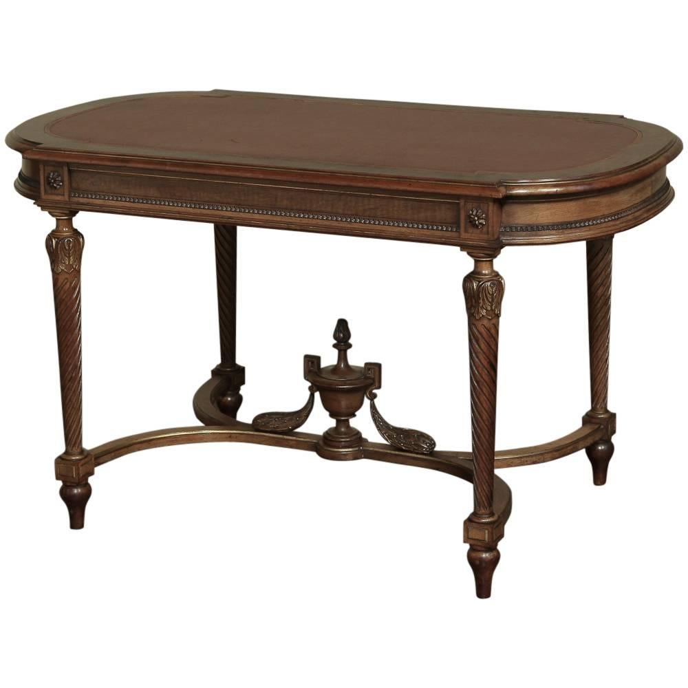 19th Century French Louis XVI Walnut Neoclassical Writing Desk