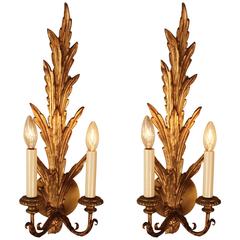 Pair of Italian Giltwood Wall Sconces